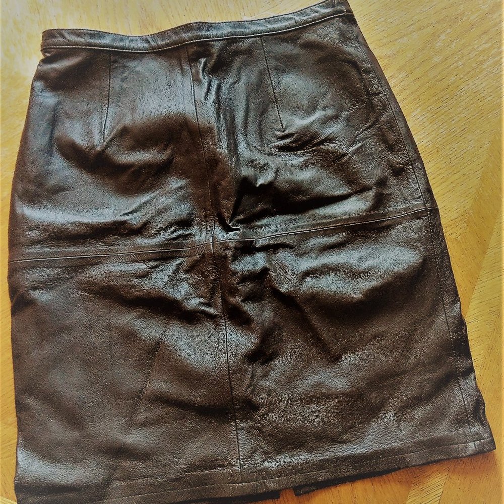 Shape FX Chocolate Leather Skirt
